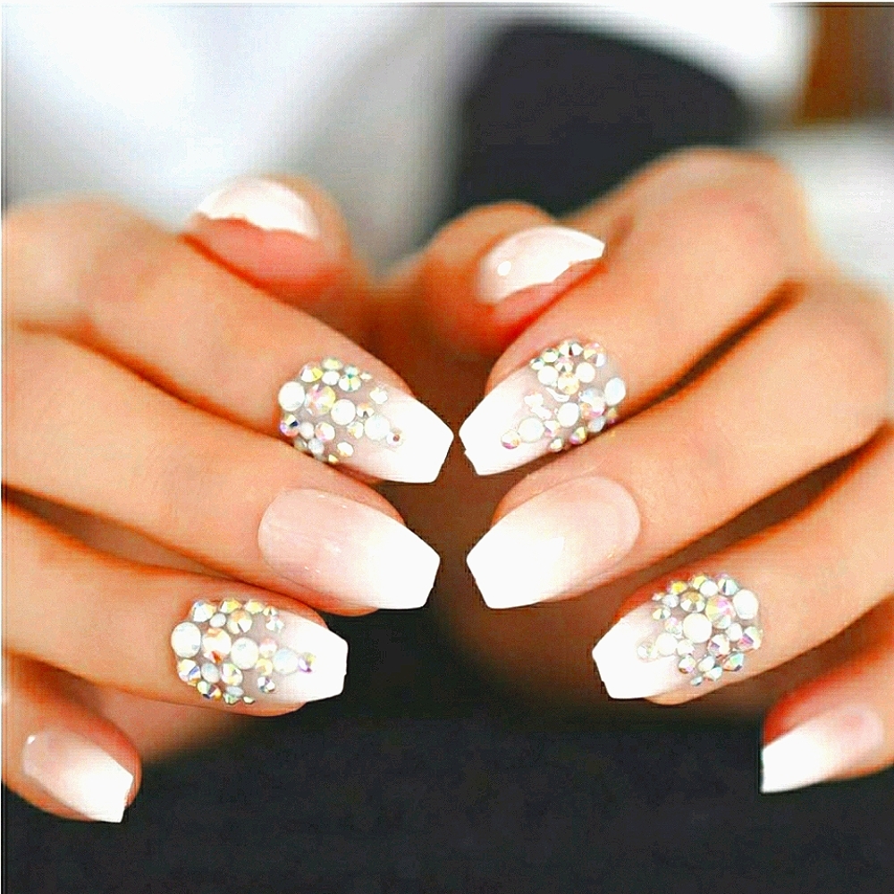 MED LONG PARTY BLING COFFIN 💅 NAILS PRES